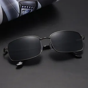 Men's Polarized Sunglasses Metal Frame Square Driving Glasses UV400 Protection Fashion Commuting Eyewear For Outdoor