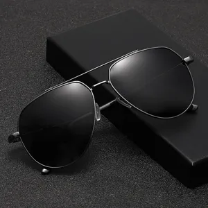 Lunettes de Soleil Polarisées Hommes Femmes Classique Métal Double Pont Aviateur UV400 Conduite en Plein Air