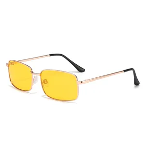Men square metal frame night vision polarized sunglasses yellow lens driving eyewear main view