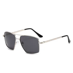 Lunettes de soleil polarisées en métal pour hommes, pêche, design élégant à double pont.