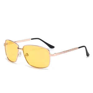 Men's Polarized Metal Sunglasses with Yellow Lenses for Outdoor Fishing Main Image