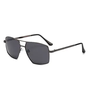 Lunettes de soleil homme en métal avec double pont et verres polarisés élégants.