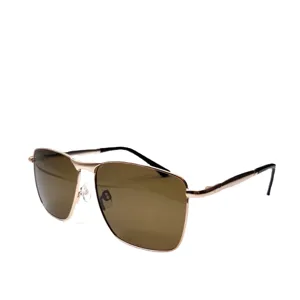 Herren Business polarisierte Sonnenbrille mit goldenem Metall-Quadratrahmen und braunen Gläsern.