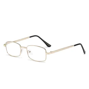 Gold metal frame reading glasses for men and women classic rectangle style eyewear