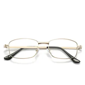 Lunettes de Lecture Anti-Buée en Résine avec Monture en Métal Or Clair pour Personnes Âgées Lecture Quotidienne Style Vintage Lunettes Optiques Carrées