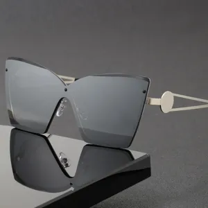 Unisex Fashion Cat Eye Sunglasses UV400 Protection Rimless Stainless Steel Frame Travel Party Outdoor Eyewear