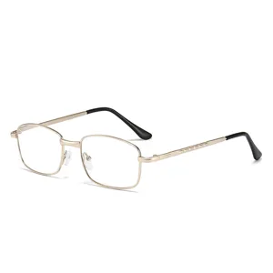 Lunettes de lecture en métal doré pour hommes et femmes verres résine clairs monture optique