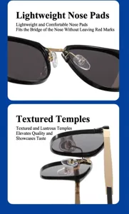 Detailed close-up view showcasing stylish sunglasses nose pads and premium metal temples.