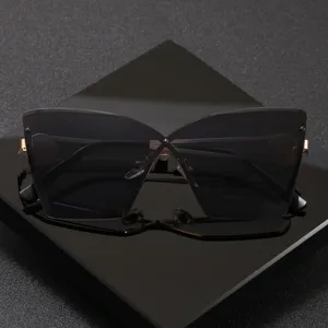 Unisex rimless cat-eye sunglasses with UV protection, stylish cutting edge fashion eyewear.
