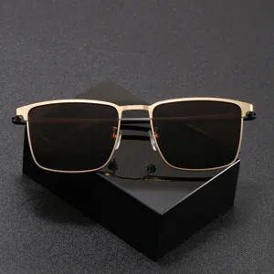 Herren polarisierte Metallrahmen quadratische Sonnenbrille High-End UV-Schutz Angeln Brille