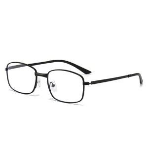 Minimalistischer Metallrahmen Anti-Blaulicht Lesebrille Für Ältere Männer Frauen Retro Quadratische Optische Brille Schwarz Gold