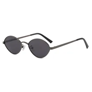 Retro oval metal sunglasses for men and women, trendy polarized UV protection eyewear.
