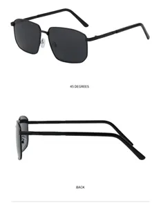 Men's polarized sunglasses with metal frame, UV protection driving glasses detail view.