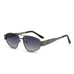 Women stylish metal double bridge sunglasses gradient lenses UV protection fashion eyewear