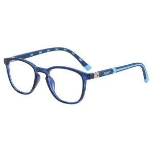 Kids anti-blue light glasses youth computer glasses transparent blue frame main view