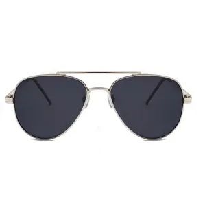 Classic silver metal frame aviator sunglasses detail view, providing UV400 sun protection.