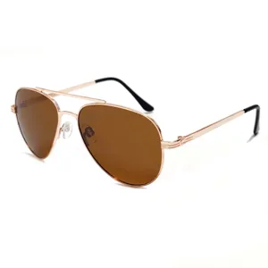 Men's stylish aviator sunglasses with gold metal frame and brown polarized lenses for outdoor.