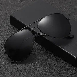 Occhiali da Sole Polarizzati da Uomo Classico Doppio Ponte in Metallo Aviator UV400 Guida Moda
