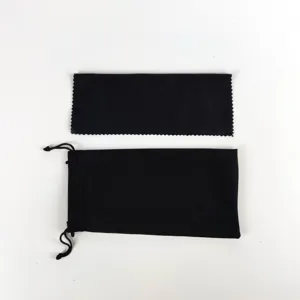 Schwarze Brillenetui Tasche und Brillenputztuch Set, tragbare Aufbewahrung für Sonnenbrillen.