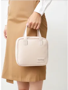 Grande borsa cosmetica impermeabile da donna, elegante custodia per trucco in colore macaron.