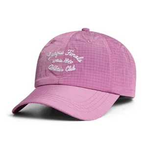 Rosa schnelltrocknende Baseballkappe mit weißer Stickerei, atmungsaktiver Outdoorhut.