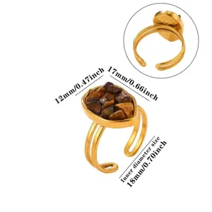 Bague Irrégulière en Pierre Naturelle Acier Inoxydable Plaqué Or 18K Guide des Tailles