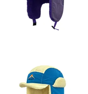 Hiver chaud peluche cache-oreilles chapeau pilote élégant colorblock coupe-vent ski