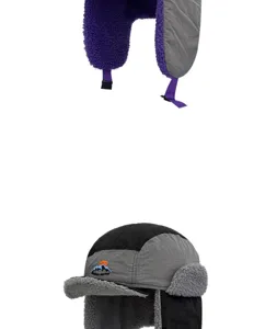 Chapeau trappeur color-block chaud d'hiver avec cache-oreilles en peluche et broderie.