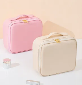 Portable large capacity cosmetic bag PU leather storage organizer travel makeup case set
