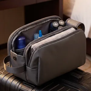Multi-Compartment Travel Toiletry Bag Waterproof Shaving Organizer for Men and Women Grey