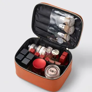 Large capacity women's cosmetic bag, portable travel makeup organizer and waterproof wash storage.