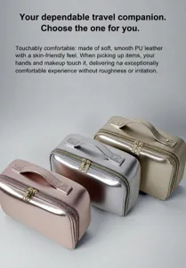 Bolsa cosmética metálica portátil organizador de maquillaje de viaje elegante diseño brillante