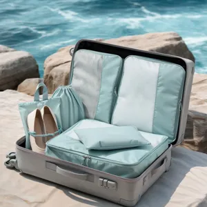 Waterproof Travel Storage Bags Set Washable Clothing Organizer Packing Cubes With Shoe Bag For Luggage