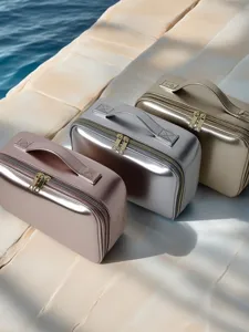Metallische cosmetische tas reizen toiletry organizer draagbare make-up opbergtas