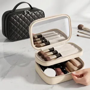 Grande trousse de maquillage multicouche portable sac de rangement de voyage avec miroir