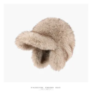Faux fur winter visor bomber hat with earflaps for ultimate cold weather warmth and daily style.