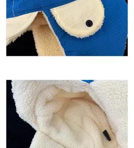 Bonnet trappeur en peluche chaud hiver casquette pilote doublure polaire douillette bleu