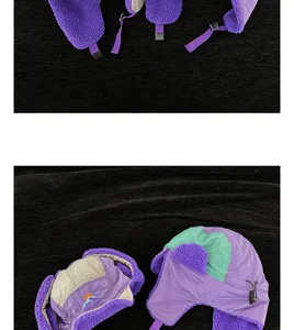 Bonnet trappeur en peluche d'hiver, casquette cache-oreilles de ski coupe-vent color-block pour unisexe.