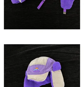 Bonnet trappeur peluche thermique d'hiver avec cache-oreilles pour le ski par temps froid.
