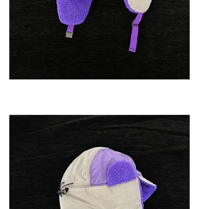 Chapeau trappeur colorblock d'hiver avec cache-oreilles en polaire sherpa, bonnet chaud.