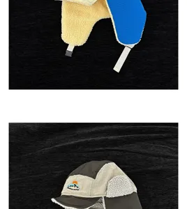 Chapeau Trappeur Chaud d'Hiver Doublé en Peluche Oreilles Coupe-Vent Bonnet de Ski