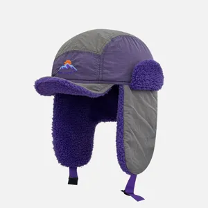 Bonnet trappeur d'hiver chaud en polaire pour homme et femme, cache-oreilles coupe-vent colorblock.