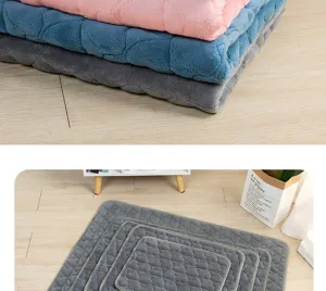 Fluffy flannel pet blanket mat warm soft dog cat bed sleeping pad heart pattern pink grey blue