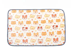 Soft and cozy pet blanket featuring cute cat and dog cartoon print patterns for daily warm sleep.