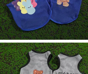 Detailansicht der Hundeweste aus Mesh, atmungsaktive Sommerbekleidung mit niedlichen Motiven.