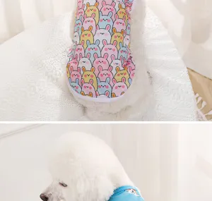 Carino gilet estivo sottile per animali domestici, vestiti per cuccioli con stampa coniglietto.