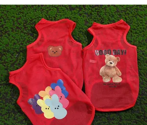 Atmungsaktives Mesh Hunde Weste Sommer Haustier Kleidung mit süßem Bären für Welpen