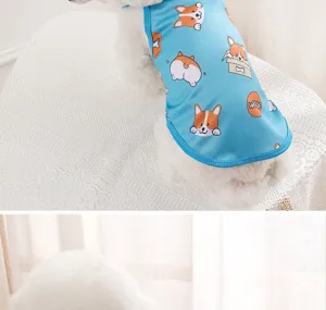 Carino gilet stampato Corgi per animali domestici vestiti estivi traspiranti per cani di piccola taglia