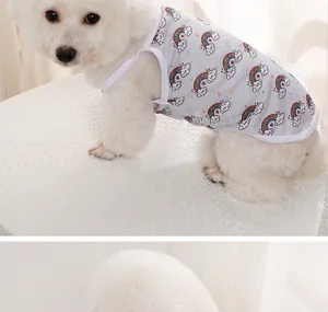 Carino gilet estivo per animali domestici, tessuto a rete traspirante con arcobaleno.