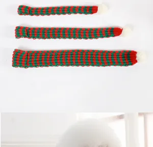 Cute pet knitted scarf for cats and dogs, red and green stripes winter warm neckwear item.